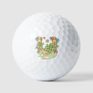 Pelotas De Golf Lucky Vibes - Coloridos Clovers y la herradura dor