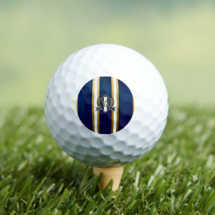 Pelotas De Golf Lujo Monograma Azul Real y Blanco