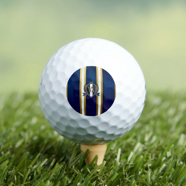 Pelotas De Golf Lujo Monograma Azul Real y Blanco (Camiseta in situ)