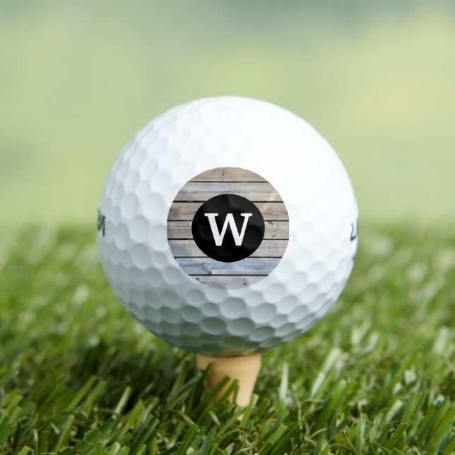 Pelotas De Golf Madera desgastada monogramada (Camiseta in situ)