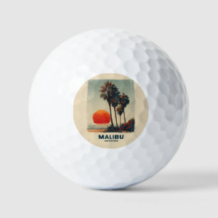 Pelotas De Golf Malibu California Vintage Travel Poster