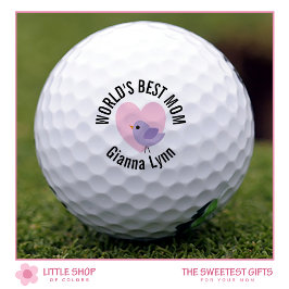 Pelotas De Golf Mamá del Mundo Corazón Rosa Monograma