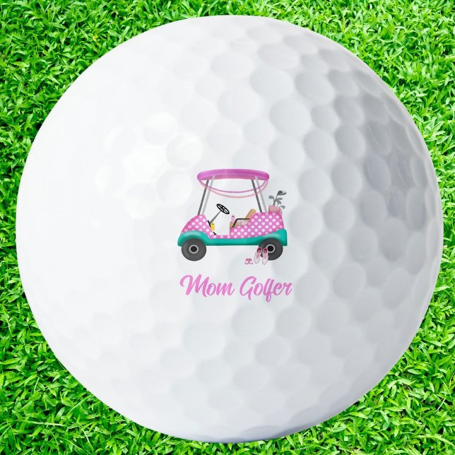 Pelotas De Golf Mamá Golfer Carro de Punto de Polka Rosa (Subido por el creador)