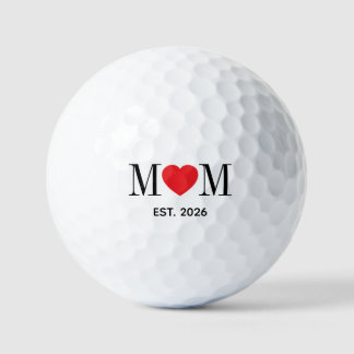 Pelotas De Golf Mamá minimalista con corazón rojo