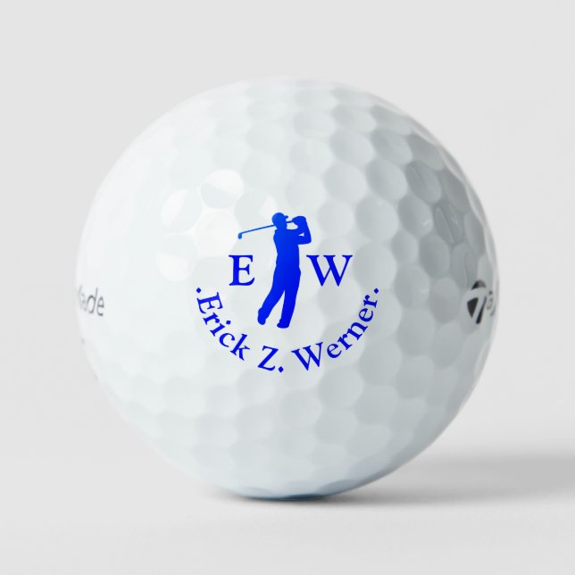 Pelotas De Golf Man Golfer Classy Blue Monogram  (Anverso)