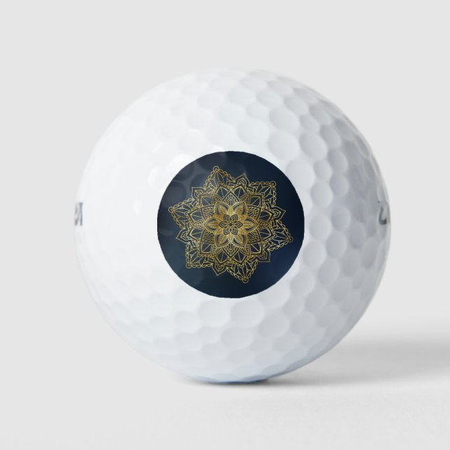 Pelotas De Golf Mandala dorada (Anverso)