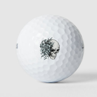 Pelotas De Golf Mano floral de calavera dibujada