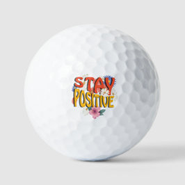 Pelotas De Golf Mantén Positivo – Motivacional Floral 