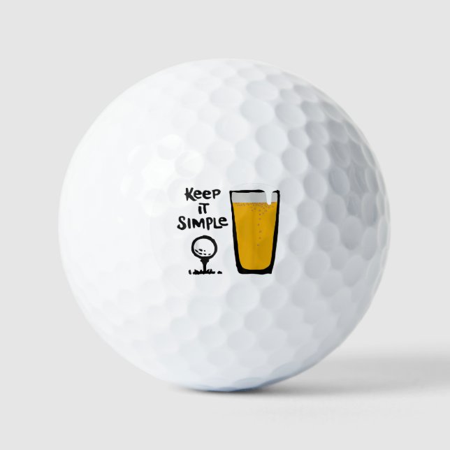 Pelotas De Golf Manténgalo Simplemente Gracioso Cerveza Golf (Anverso)