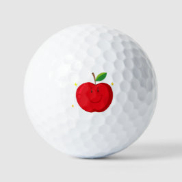 Pelotas De Golf Manzana roja con cara feliz