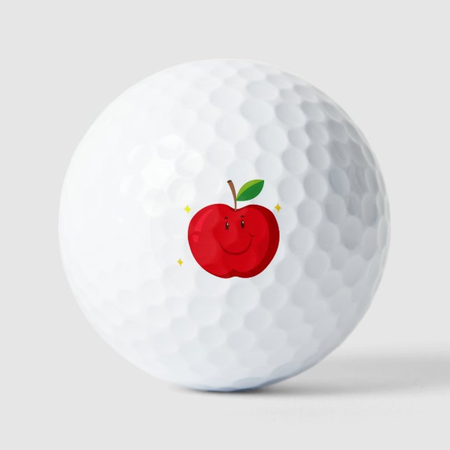 Pelotas De Golf Manzana roja con cara feliz (Anverso)