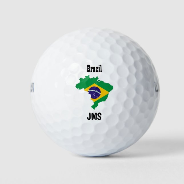 Pelotas De Golf Mapa de bandera de Brasil del Monograma de Golf (Anverso)