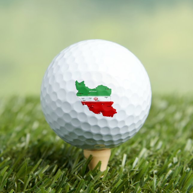 Pelotas De Golf Mapa de Irán con bandera y emblema (Camiseta in situ)