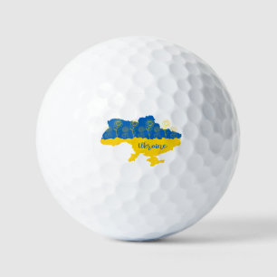 Pelotas De Golf Mapa de Ucrania con girasol y bandera ucraniana