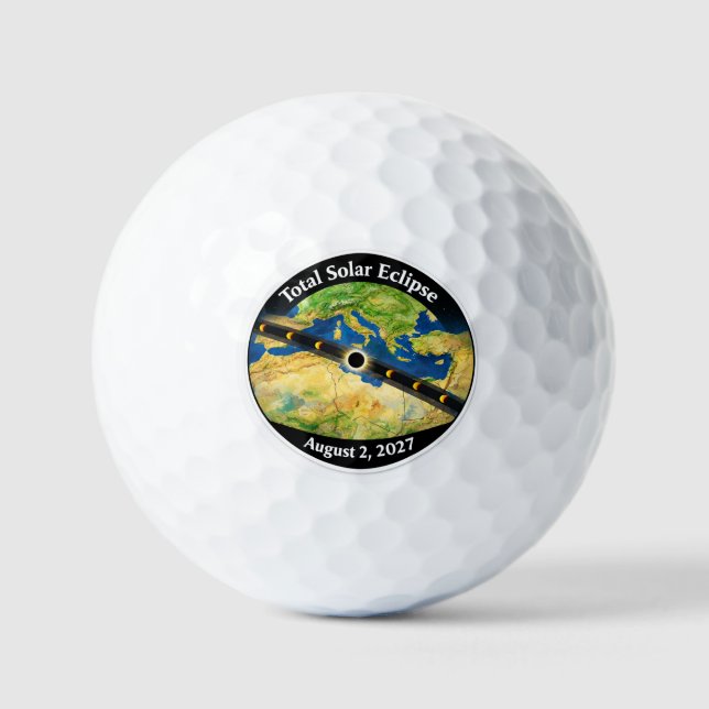 Pelotas De Golf Mapa del eclipse solar total de 2027 (Anverso)