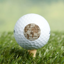 Pelotas De Golf Mapa marrón del mundo impreso