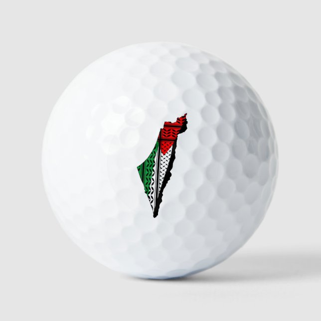 Pelotas De Golf Mapa palestino con bandera y patrón de Keffiyeg (Anverso)