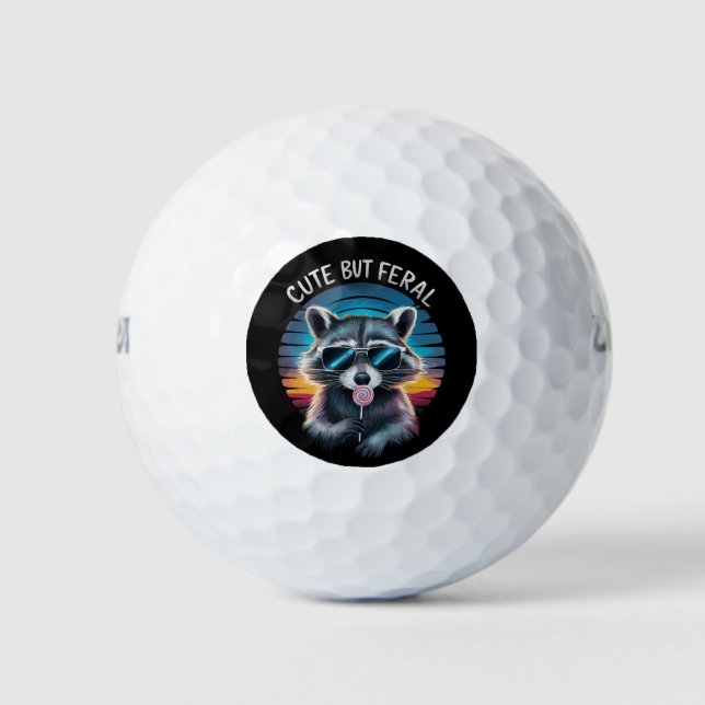 Pelotas De Golf Mapache Divertido Pero Feral Lindo (Anverso)
