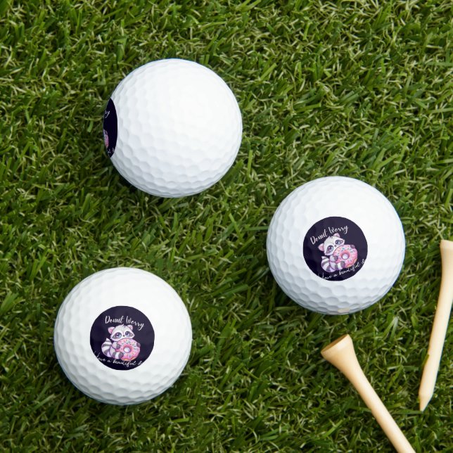 Pelotas De Golf Mapache Kawaii Donut No Te Preocupes  (Césped in situ)