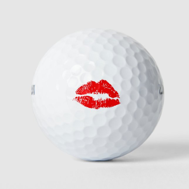 Pelotas De Golf Marca roja de besos de lápiz labial (Anverso)