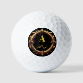 Pelotas De Golf ✨ Marco de círculo ornamentado de dragón con letra