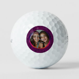 Pelotas De Golf Marco fotográfico Neon Vaporwave Swirl Personaliza