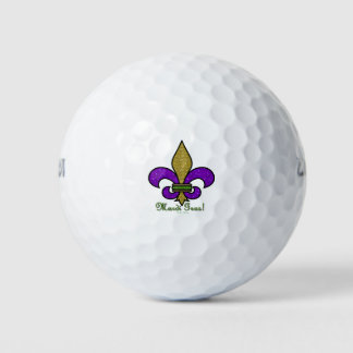 Pelotas De Golf Mardi Gras Colorido Fleur De Lis