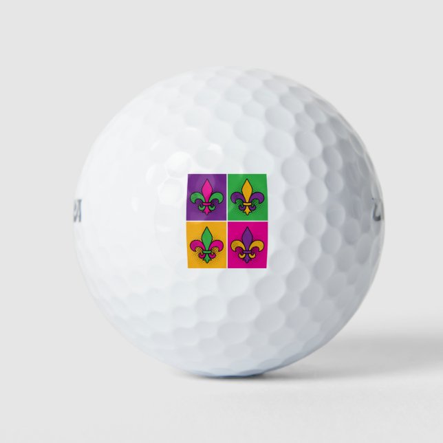 Pelotas De Golf Mardi Gras Pop Art Fleur de Lis (Anverso)