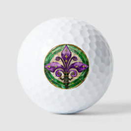 Pelotas De Golf Mardi Gras Sained Glass Fleur de lis
