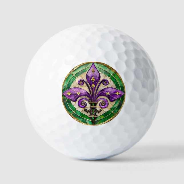 Pelotas De Golf Mardi Gras Sained Glass Fleur de lis (Anverso)
