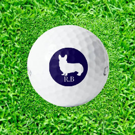 Pelotas De Golf Marina Azul Monogramada Corgi