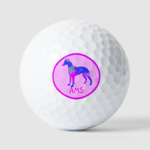 Pelotas De Golf Marioneta italiana Greyhound Perro rosa Silhouette
