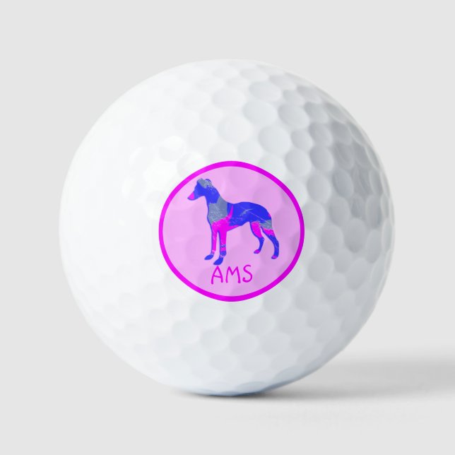 Pelotas De Golf Marioneta italiana Greyhound Perro rosa Silhouette (Anverso)