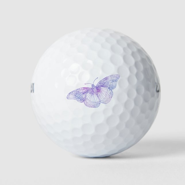 Pelotas De Golf Mariposa acuarela violeta (Anverso)