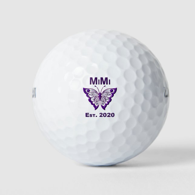 Pelotas De Golf Mariposa Adorable Mimi "Est 2020" (Anverso)