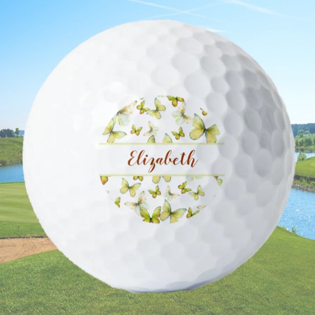 Pelotas De Golf mariposa amarilla de bonito con nombres personaliz (Subido por el creador)