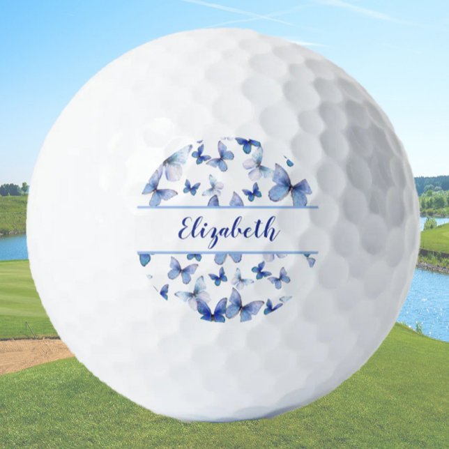 Pelotas De Golf mariposa azul bonito con nombre personalizado seño (Subido por el creador)
