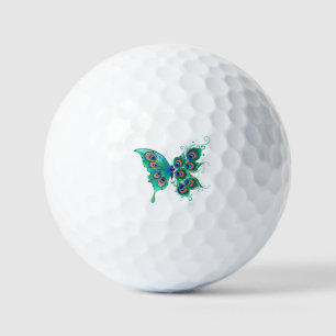 Pelotas De Golf Mariposa con plumas de pavo real verde