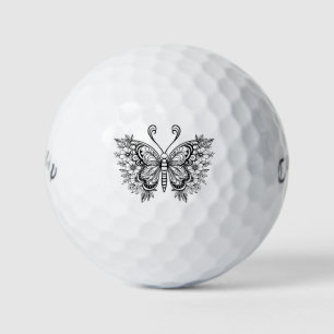 Pelotas De Golf Mariposa floral negra