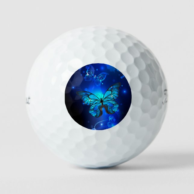 Pelotas De Golf Mariposa Morpho en fondo oscuro (Anverso)
