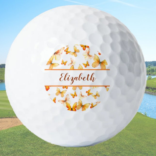 Pelotas De Golf mariposa naranja bonito con nombre personalizado s (Subido por el creador)