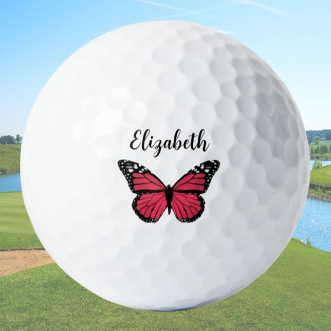 Pelotas De Golf mariposa roja bonito con nombre personalizado seño (Subido por el creador)