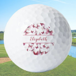 Pelotas De Golf mariposa roja bonito con nombre personalizado seño