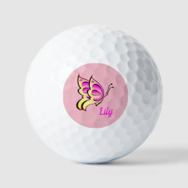 Pelotas De Golf mariposa rosa - añadir nombre