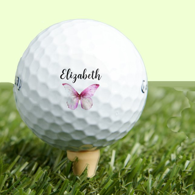 Pelotas De Golf mariposa rosa bonito con nombres personalizados se (Subido por el creador)