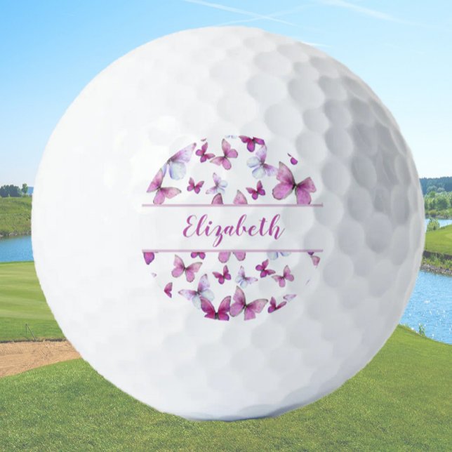 Pelotas De Golf mariposa rosa bonito con nombres personalizados se (Subido por el creador)