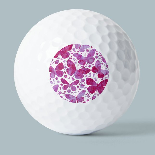 Pelotas De Golf Mariposas Acuarela Magenta Rosa (Subido por el creador)
