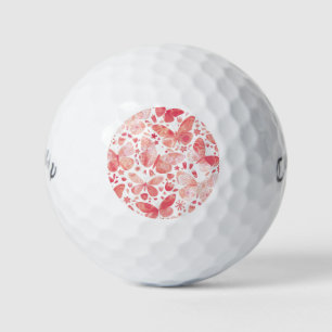 Pelotas De Golf Mariposas Watercolor Coral Pink Golf Balls