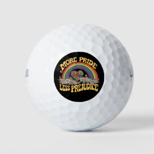 Pelotas De Golf Más orgullo menos prejuicio retro orgullo arcoiris
