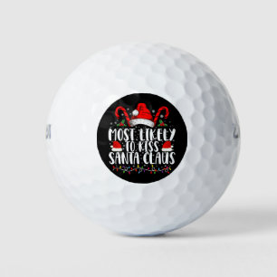Pelotas De Golf Más Probable Que Bese a Santa Claus Navidad Famili